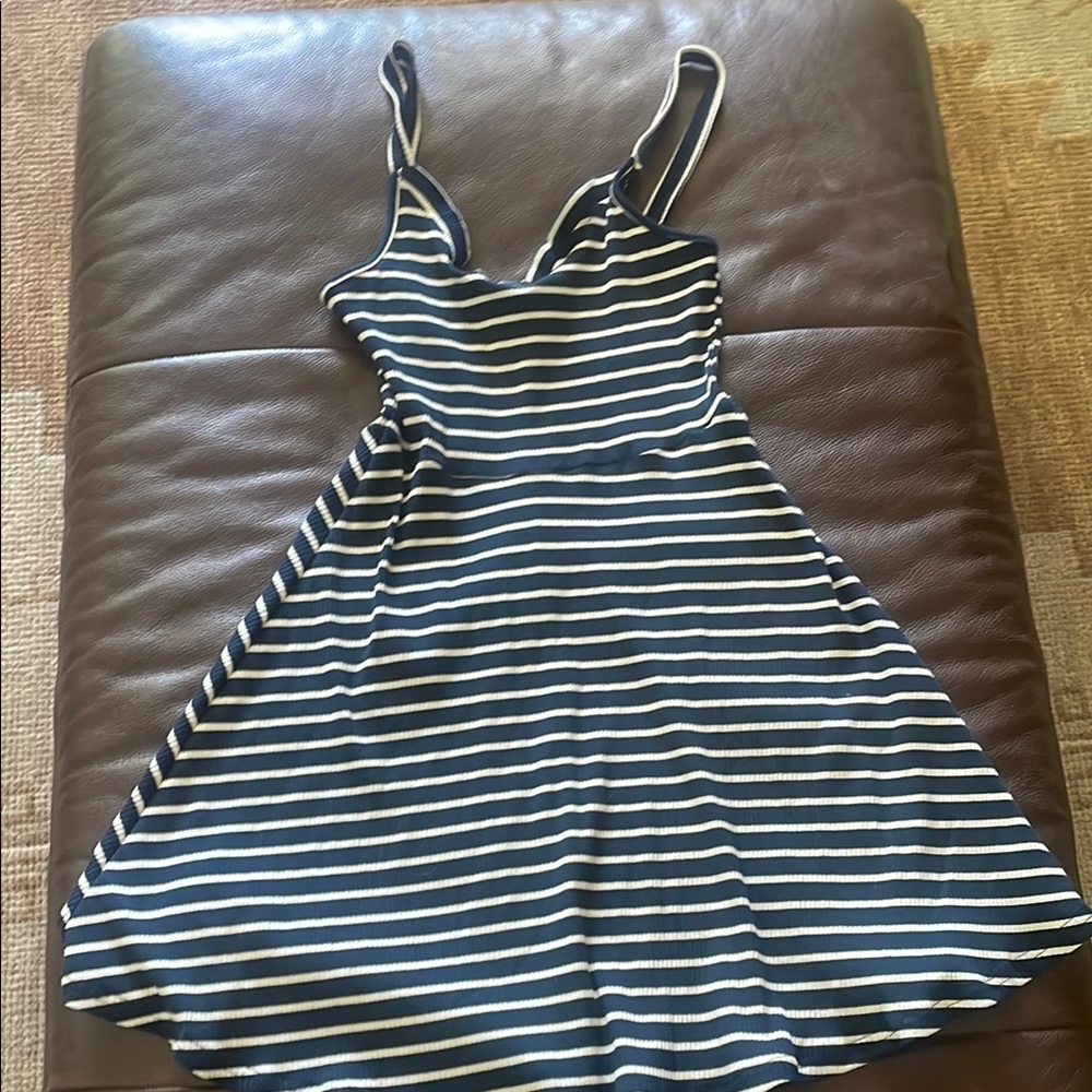 Nostalgia Navy and White Striped Teen Girl Casual Dress